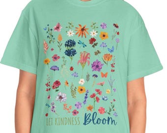 Koszulka Kindness Blooms: Kwiatowa koszulka z grafiką, prezent botaniczny