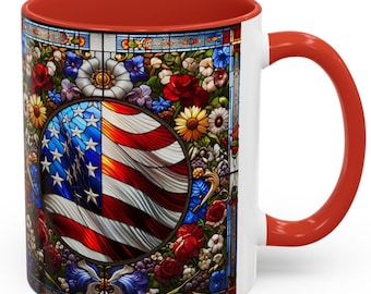 Mug patriotique en vitrail : cadeau du jour de l'indépendance