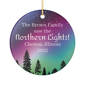 Adorno navideño de la aurora boreal/Recuerdo del evento de la aurora boreal, adorno redondo de cerámica.