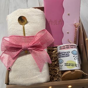 Luxury Pink coquette Cozy and inspiration Gift box set for her Birthday-Thank you-Or care package includes encouragement quotes mug
