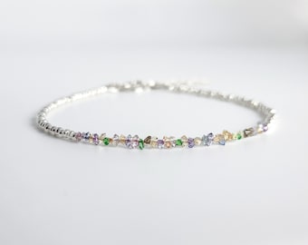 Herkimer Diamond Bracelet: Solid Silver, Delicate Gemstone Jewelry, Mother's Day Gift