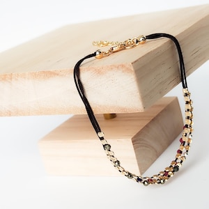 Gold Filled Beaded Bracelet, Ruby Lapis Hematite, Minimalist Boho Jewelry