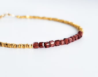 Delicate Red Carnelian and Gold vermeil bracelet | Fine | Minimalist | Dainty | Elegant | Mother's Day Gift
