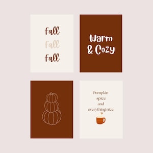 Set of 4 Autumn apartment decor, Printable Fall poster, Cute fall wall art, Fall posters for apartment bedroom wall art, Fall wall art decor
