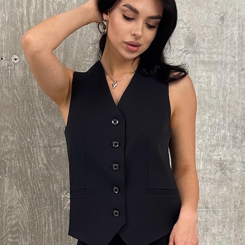 Débardeur femme - Gilet chic boutonné sur le devant