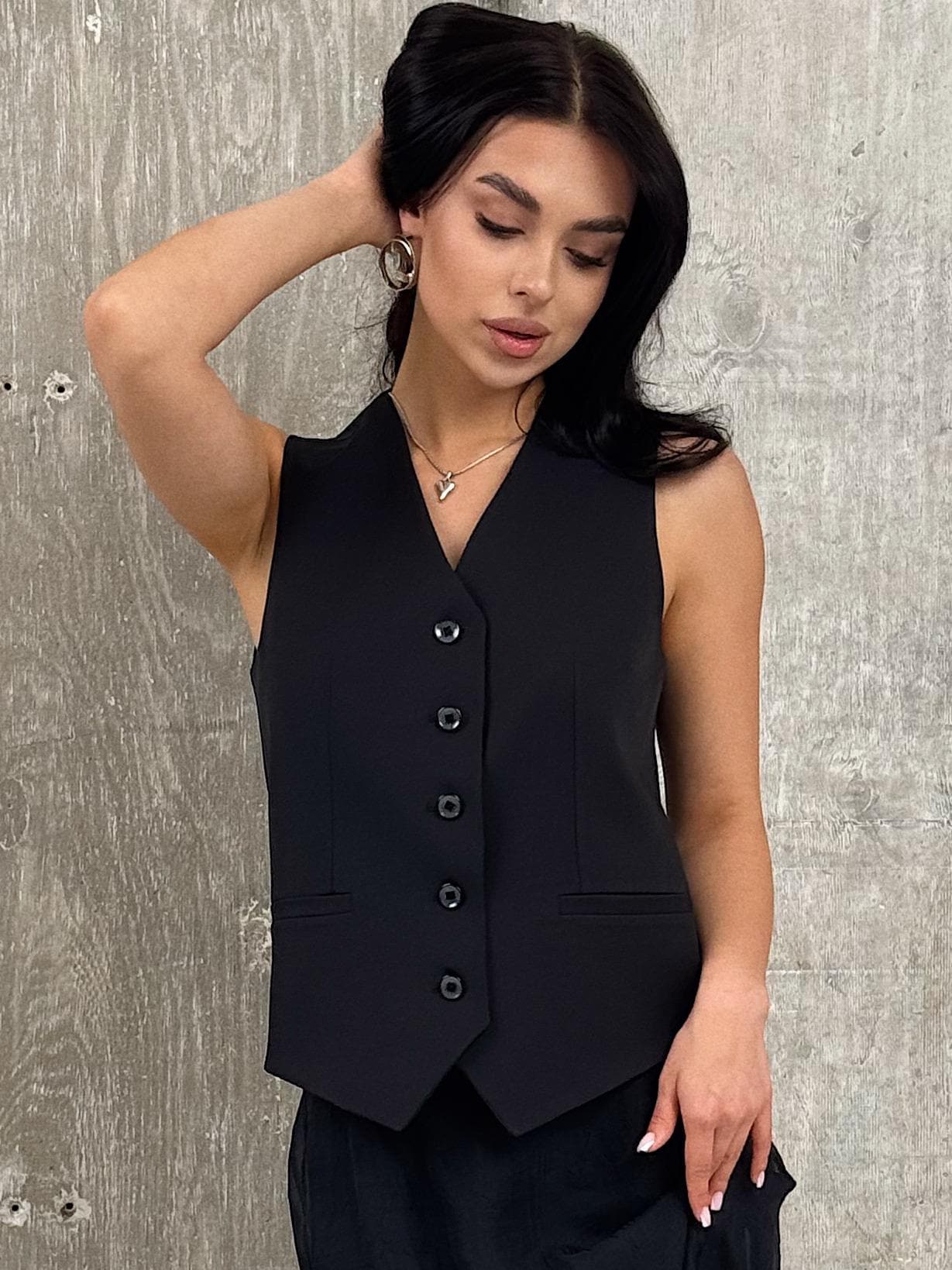 Long Black Suit Vest Women