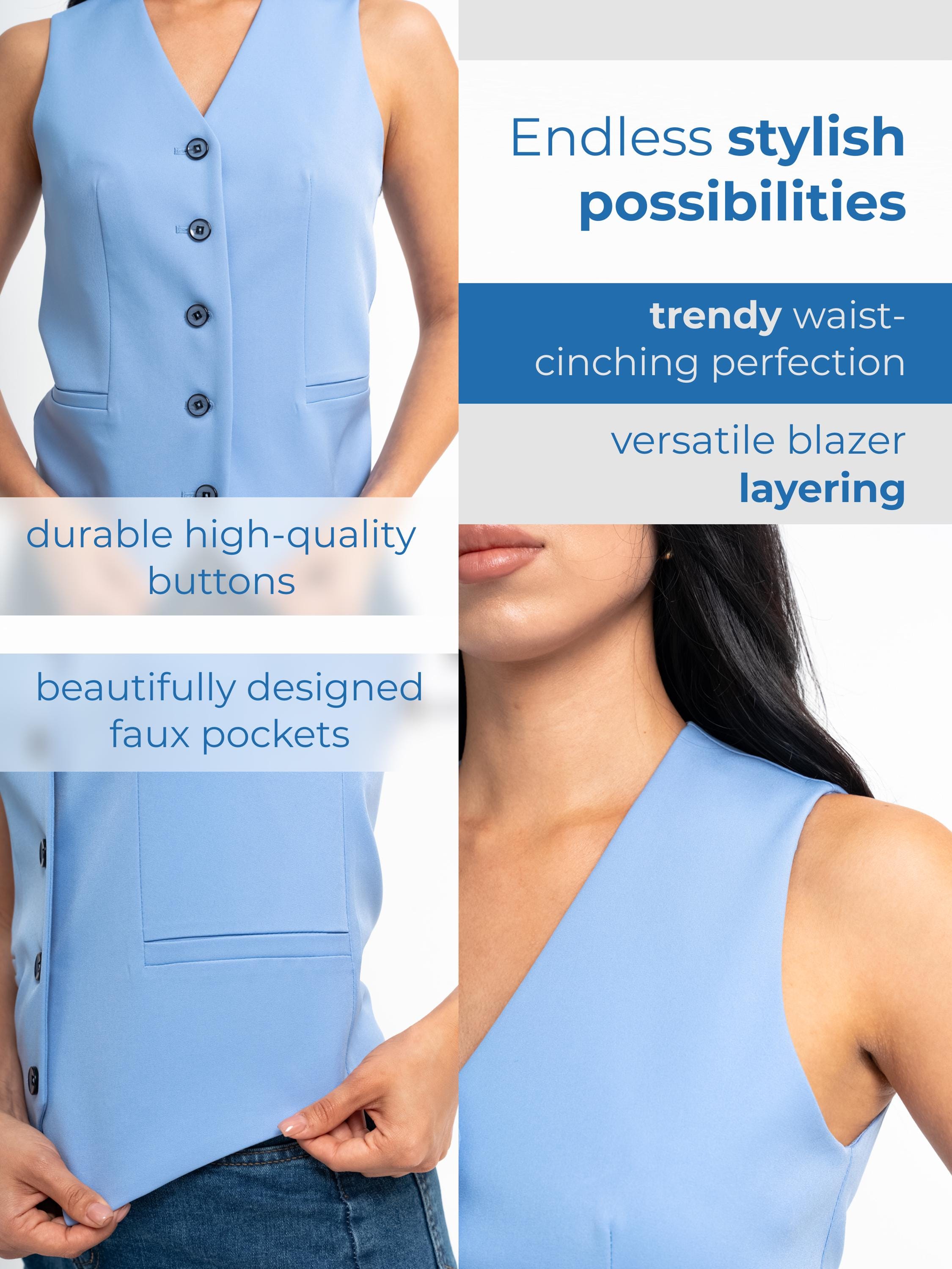 Light Blue Vest and Shorts Two-piece Set – Elegant Tailored Outfit