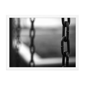 Schwarzweiße Kettenglied Wandkunst, Kindheit Schaukeln Kinderspielplatz, Original Fine Art Fotografie, gerahmt oder ungerahmt
