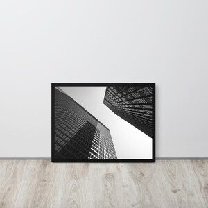 Stampa artistica da parete in bianco e nero raffigurante i grattacieli moderni di Chicago, fotografia artistica originale, con o senza cornice.