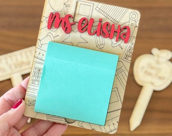 teacher sticky notepad holder, Post Note Holder for Teacher Appreciation Gift, Teacher Gift for Desk, post it holder, custom notepad gift