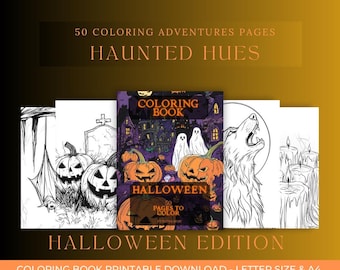 Haunted Hues: Una aventura para colorear de Halloween / 50 páginas de diversión espeluznante