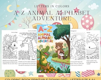 A-Z Animal Alphabet Adventure - Educational Coloring Book for Kids