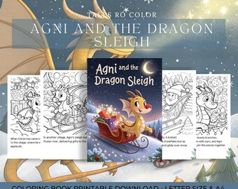 Agni and the Dragon Sleigh - Story and Coloring Book for Kids (10 Pages)
