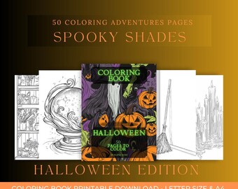 Halloween Coloring Book: 50 Spooky Pages (Digital Download)