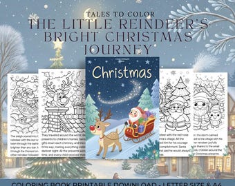 The Little Reindeer’s Bright Christmas Journey - Story and Coloring Book for Kids (10 Pages)