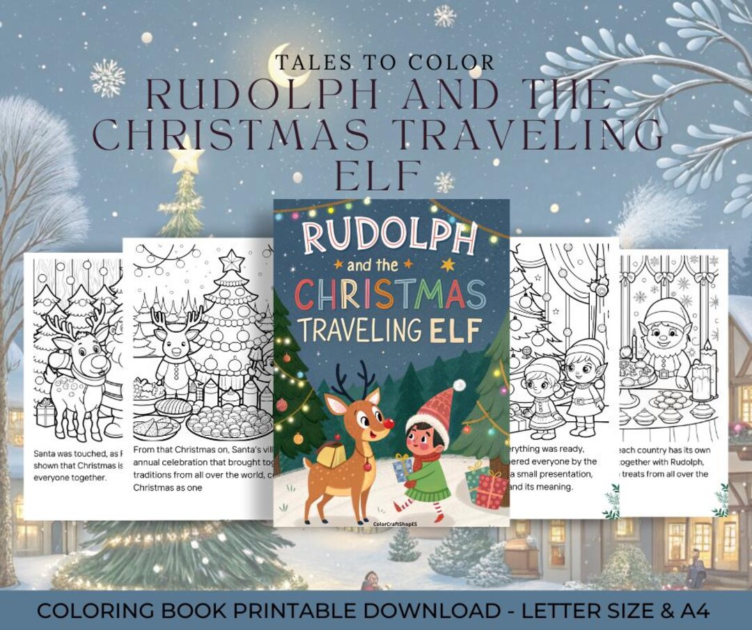 Rudolph Christmas Story Coloring Book – Holiday Elf Adventure (PDF) - Etsy