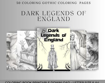 Dark Legends of England  Gothic Coloring Book (PDF, 50 Pages)