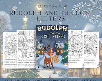 Rudolph y las cartas perdidas - Cuento navideño y libro para colorear para niños (10 páginas)