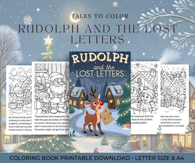 Rudolph Block Letters Rudolph and the Lost Letters - Christmas Story and Coloring Book for ...
