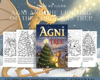 Agni and the Lighting of the Christmas Tree - Story and Coloring Book for Kids (10 Pages)