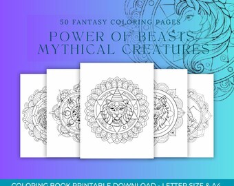 Mythical Creatures Coloring Book: 50 Mandala Designs (PDF Pattern)
