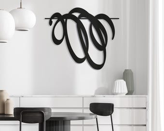 Modern Black Steel Loop Wall Art - Minimalist Metal Sculpture