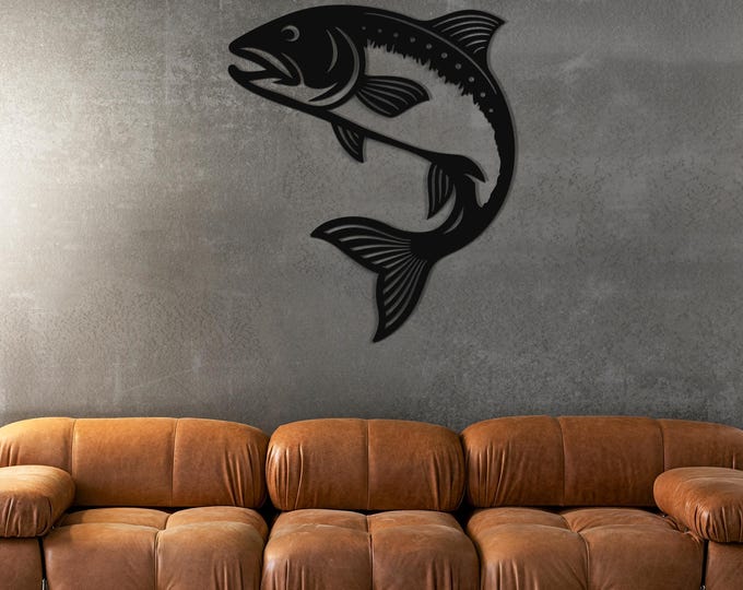 Fishing Lover’s Home Decor – Modern Metal Fish Wall Art – Minimalist Steel Decor