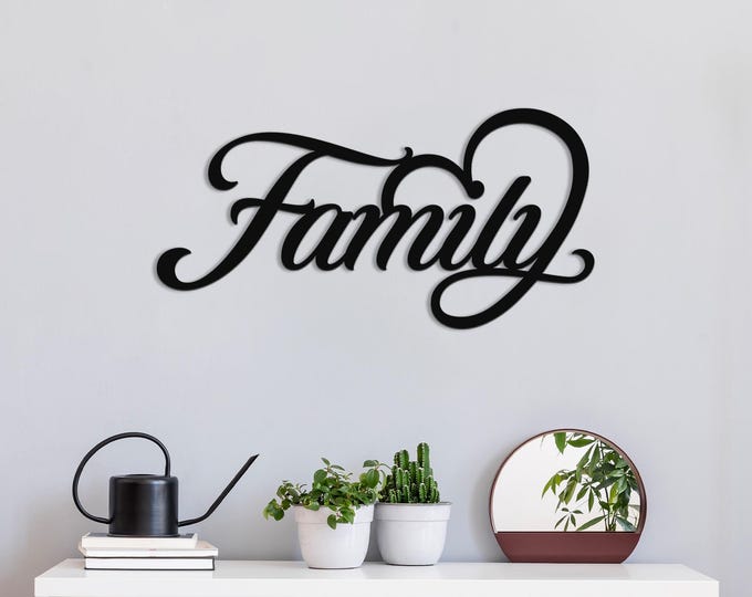 Metal Wall Art  Family – Elegant Script Metal Home Decor