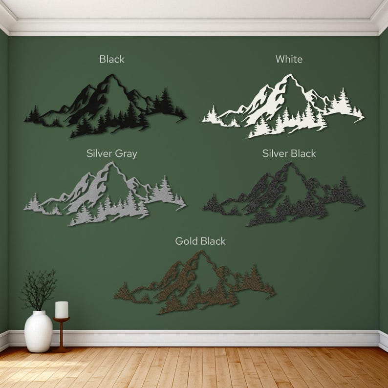 Metal Mountain Forest Wall Art, Nature Landscape Metal Hanging Decor image 10