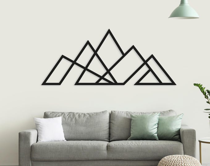 Minimalist Metal Mountain Wall Art: Nature Landscape Decor