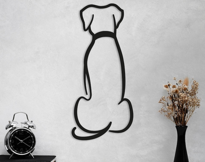 Dog line drawing Steel Wall Art. Animal Themed Metal Wall Hanging Decor.