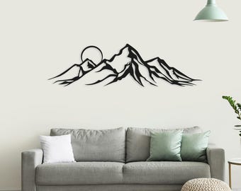 Mountains with Moon Metal Wall Art: Nature Landscape Decor