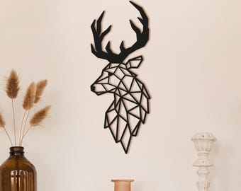 Geometric Deer Steel Wall Art: Wildlife Decor