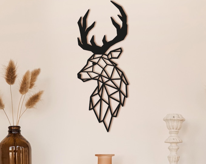 Geometric Deer Steel Wall Art: Wildlife Decor