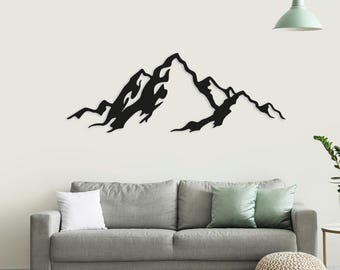 Simple Mountains Steel Wall Art. Nature Themed Landscape Metal Wall Hanging Decor