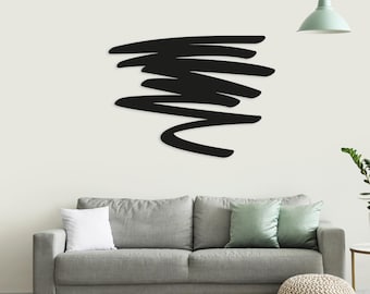 Abstract Scribble Metal Wall Art: Modern Steel Sculpture
