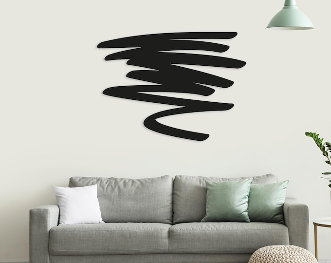 Abstract Scribble Metal Wall Art: Modern Steel Sculpture