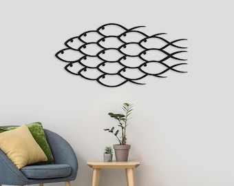 Abstract Fish Metal Wall Art: Nature-Inspired Hanging Decor