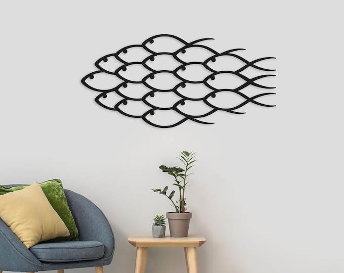 Abstract Fish Metal Wall Art: Nature-Inspired Hanging Decor