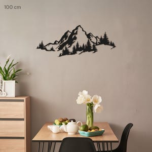Metal Mountain Forest Wall Art, Nature Landscape Metal Hanging Decor image 5
