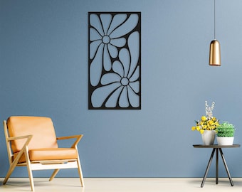 Abstract Floral Metal Wall Art – Modern Minimalist Wall Decor Panel