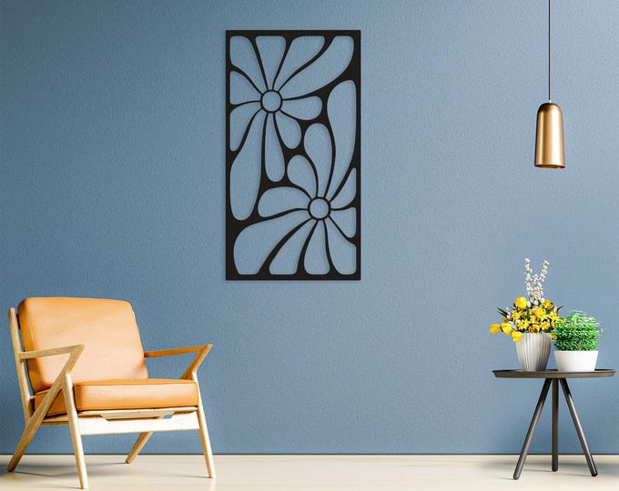 Abstract Floral Metal Wall Art – Modern Minimalist Wall Decor Panel