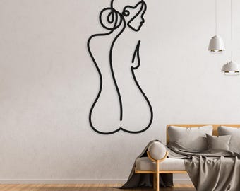 Modern Steel Wall Art | Elegant Female Silhouette Metal Wall Decor