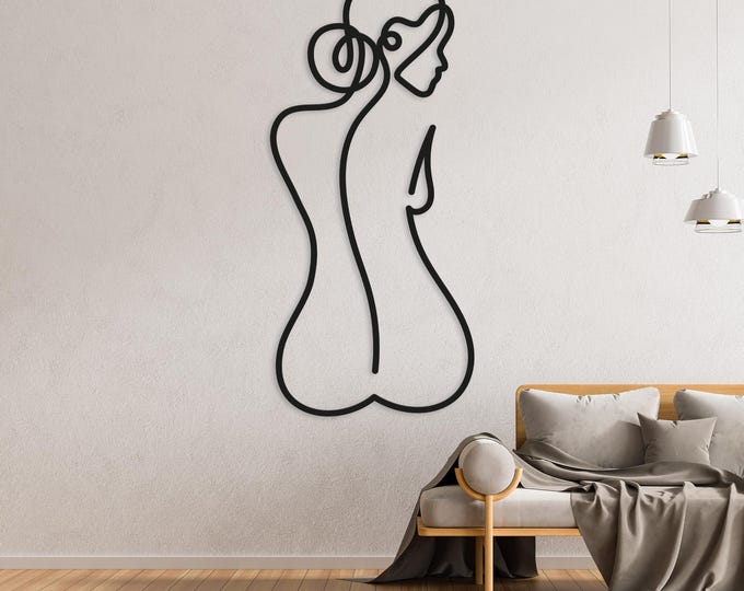 Modern Steel Wall Art | Elegant Female Silhouette Metal Wall Decor