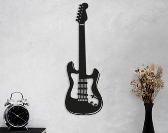 Electric Guitar Metal Wall Art – Modern Music-Themed Steel Decor for Living Room, Studio, or Office – Unique Gift for Musicians