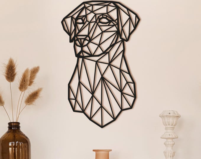 Labrador Dog Line Art: Geometric Steel Wall Decor