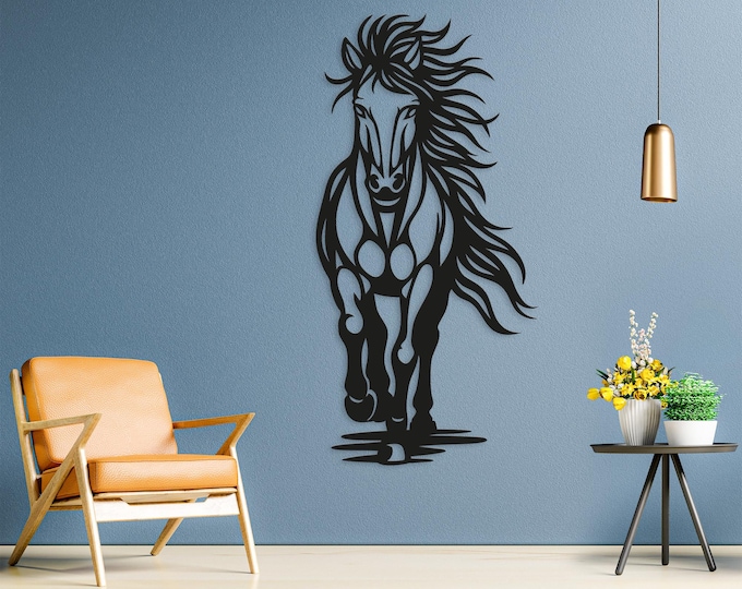 Horse Silhouette Wall Art – Modern Metal Decor for Living Room, Office & Entryway
