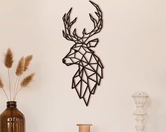 Geometric Deer Steel Wall Art: Wildlife Decor