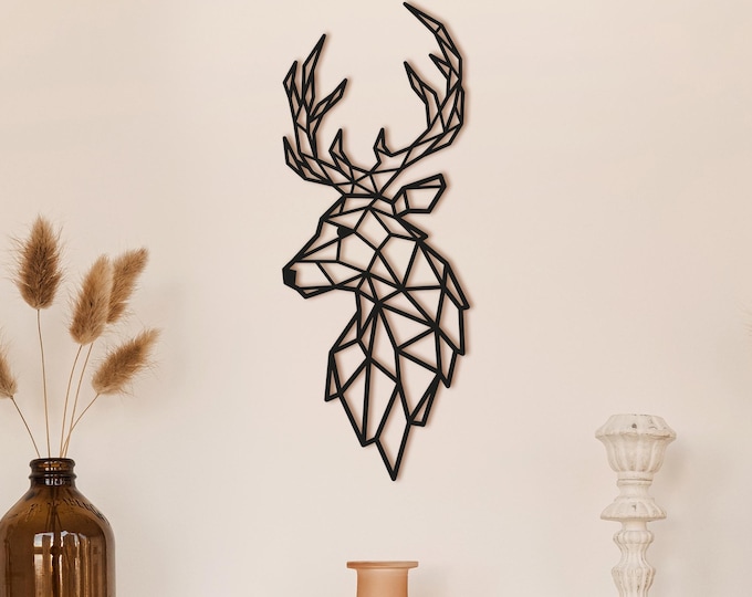 Geometric Deer Steel Wall Art: Wildlife Decor