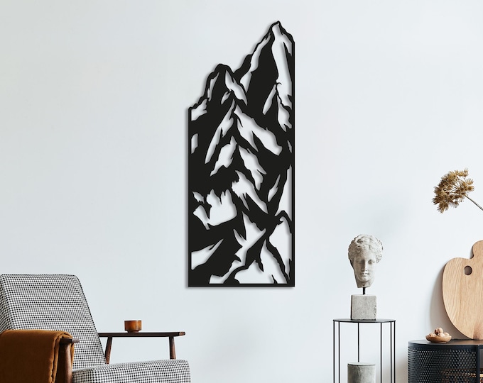 Mountains Metal Wall Art: Laser-Cut Nature Landscape Decor